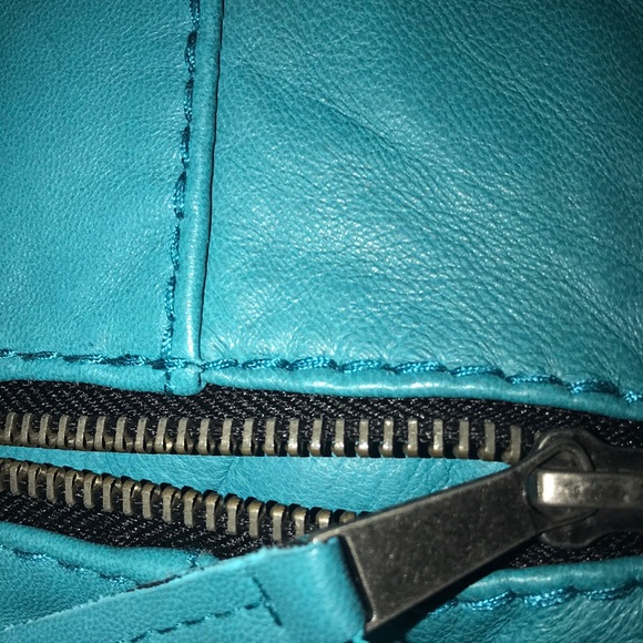 NWT Michael Kors Jackets Leather Moto Jacket Turquoise Quilted-leather - Picture 4 of 5